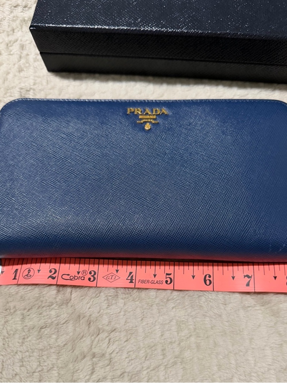 Prada Saffiano Continental Wallet in Bluette Navy - Picture 6 of 7